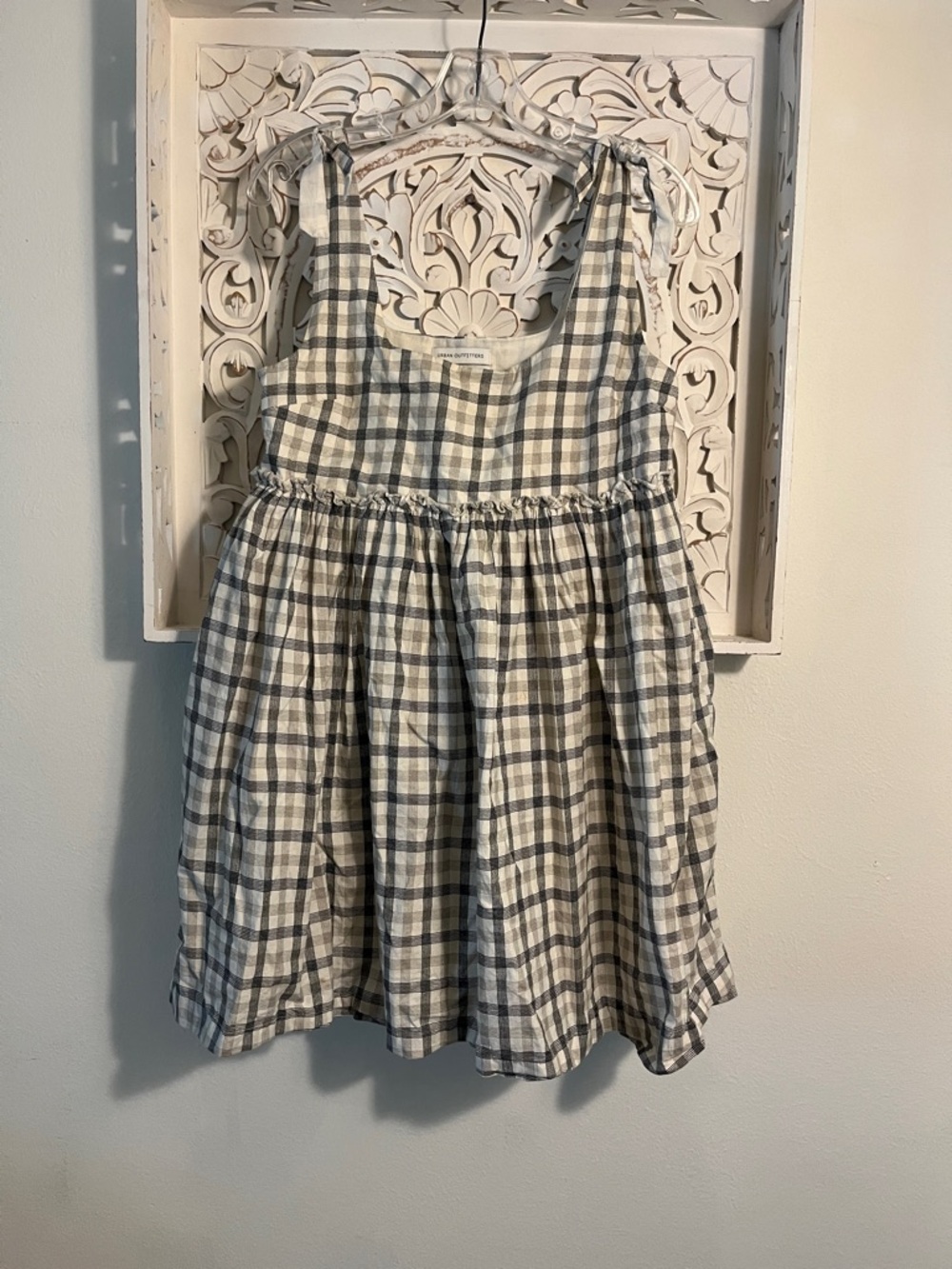 Urban Outfitters Black & White Plaid Sleeveless Dress with Pockets